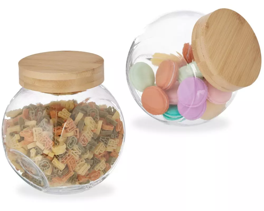 relaxdays Vorratsglas 2 Stück, Transparent/Natur