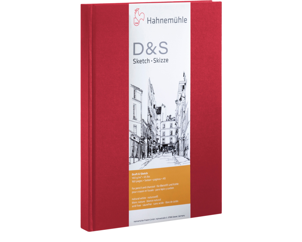 HAHNEMÜHLE Skizzenbuch D&S A5 hoch 10628292 rot 80 Blatt