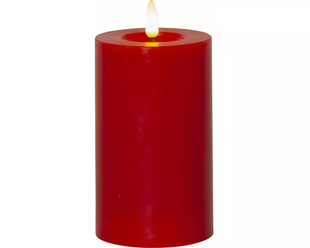Star Trading LED-Kerze Pillar Flamme Flow Indoor, Rot, 15 cm Höhe