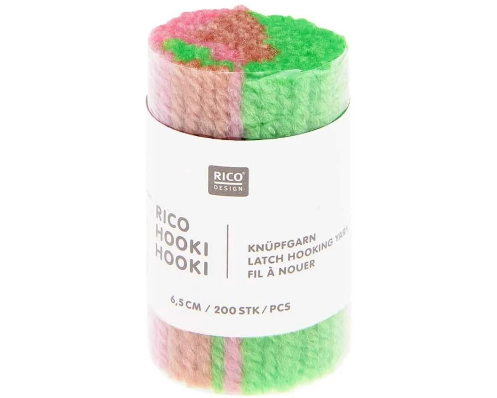 Rico Design Hooki Knüpfgarn, marmoriert Neongrün