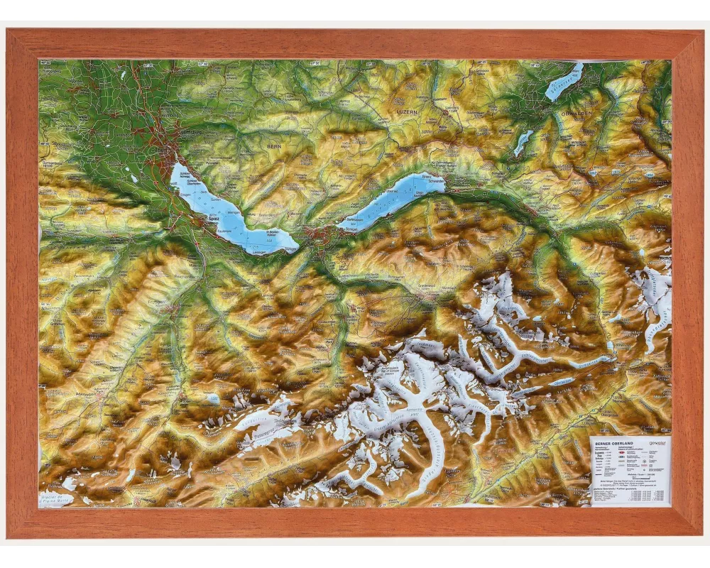 Relief Berner Oberland klein 1:200.000 Holzrahmen