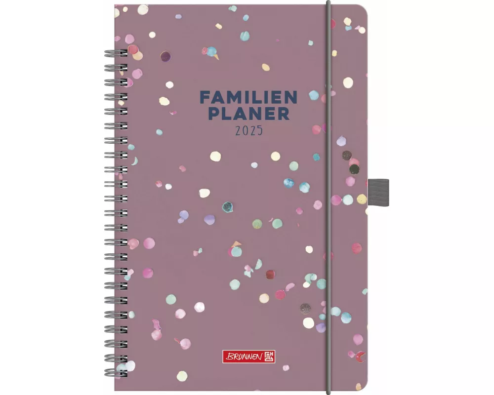 Brunnen 1070290015 Buchkalender Familienplaner (2025) "Confetti"| 2 Seiten = 1 Woche| A5| 192 Seiten| Hardcover| bunt