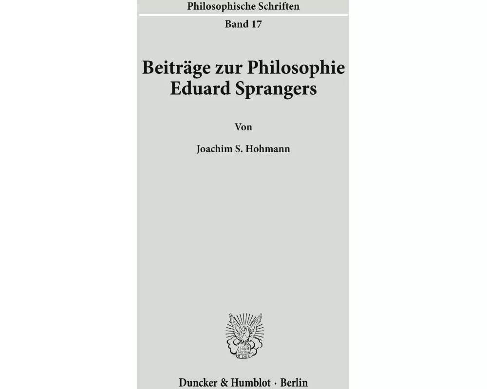 Beiträge zur Philosophie Eduard Sprangers
