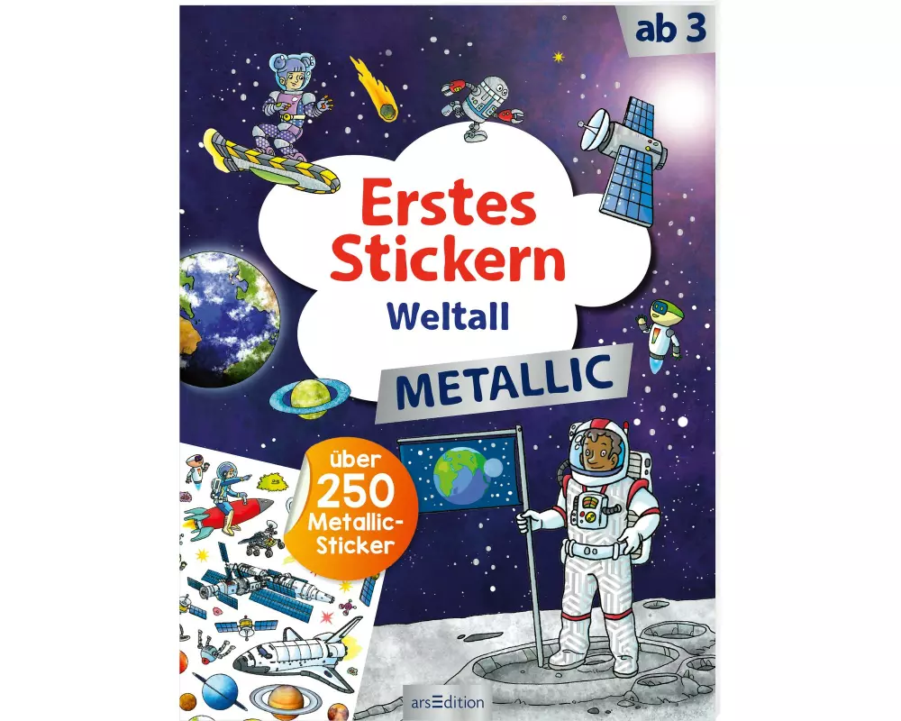Erstes Stickern Metallic – Weltall