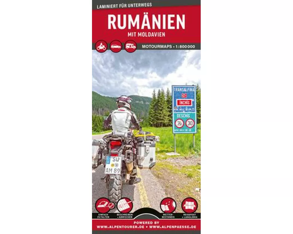 MoTourMaps Rumänien Auto- und Motorradkarte 1:800.000