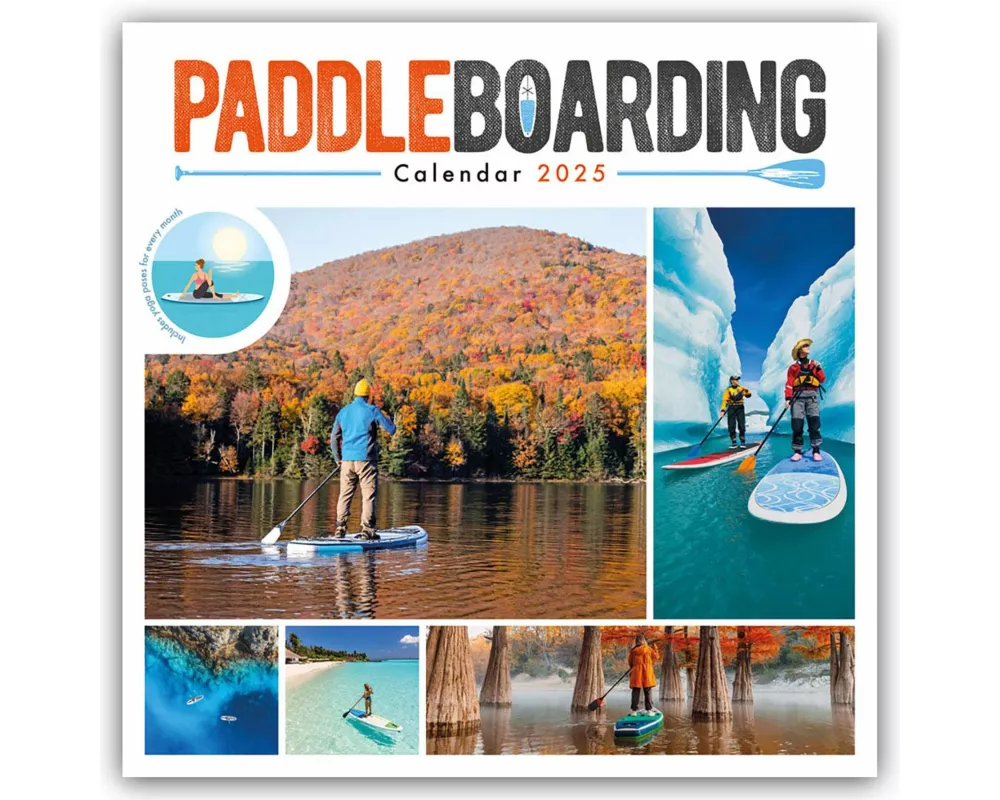 Paddleboarding Square Wall Sunday Start Calendar 2025