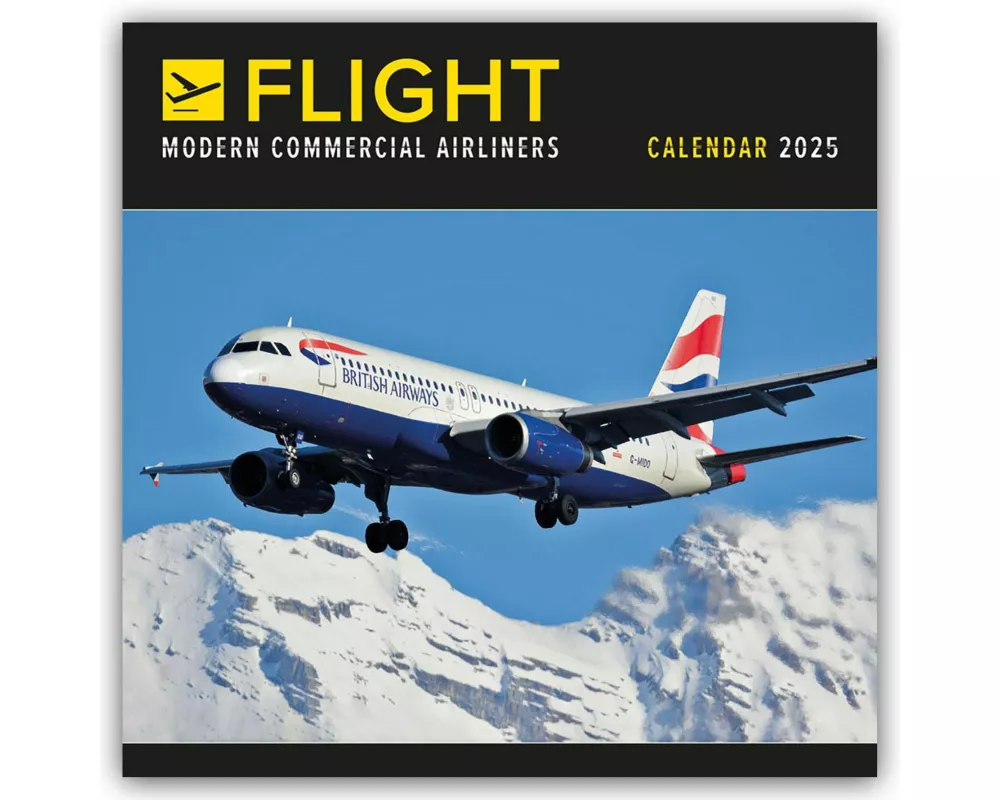 Flight, Modern Commercial Airliners Square Wall Calendar 2025