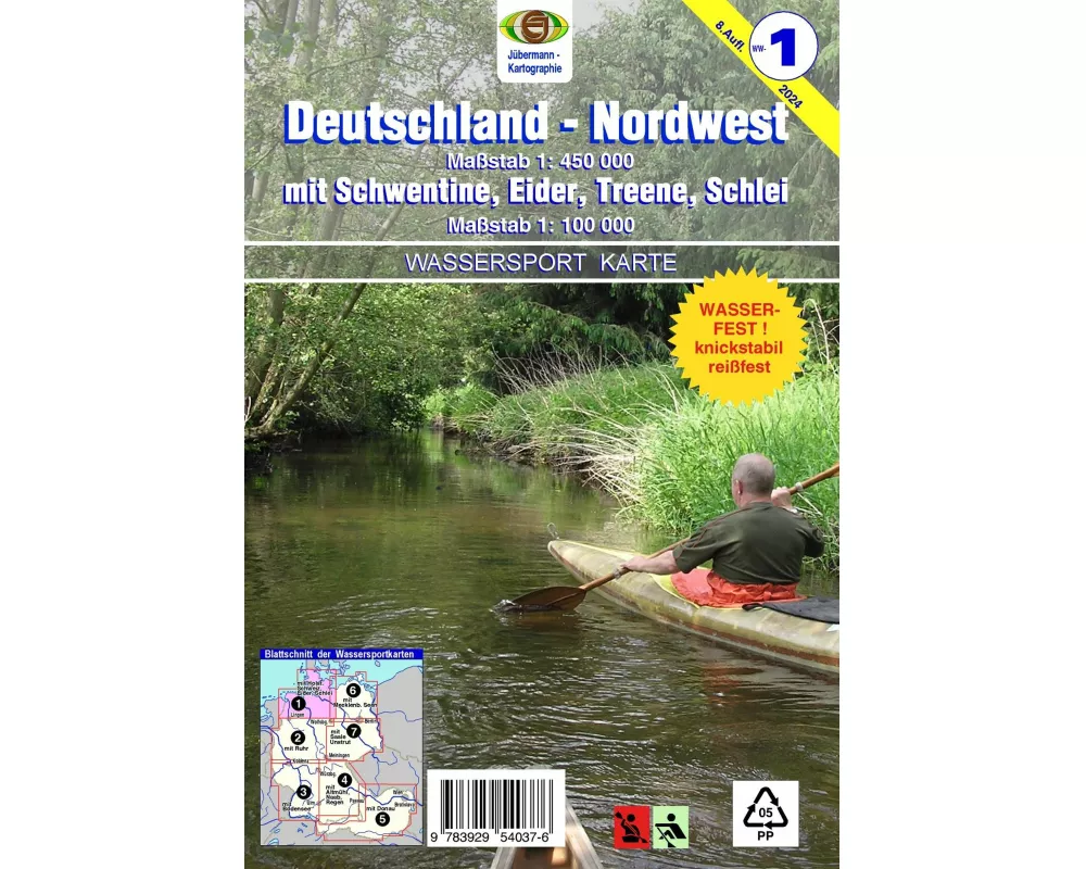Wassersport-Wanderkarte / Deutschland Nordwest für Kanu- und Rudersport
