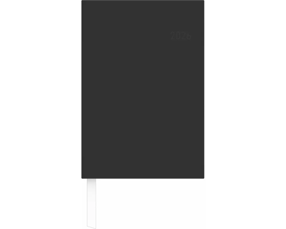 Zettler Wochenbuch schwarz 1W/2S 2026 – Buchkalender 15 × 21 cm, 1 Woche auf 2 Seiten, wattierter Kunststoffeinband