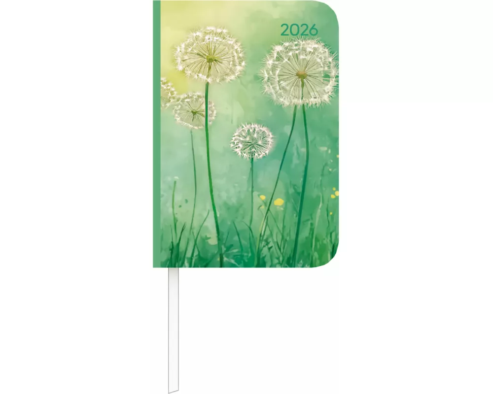 Alpha Edition - Lady Journal Mini Blowballs 2026 – Taschenkalender 8×12 cm – Weekly – 144 Seiten – kompakter Terminplaner mit Pusteblumen-Motiv – robu