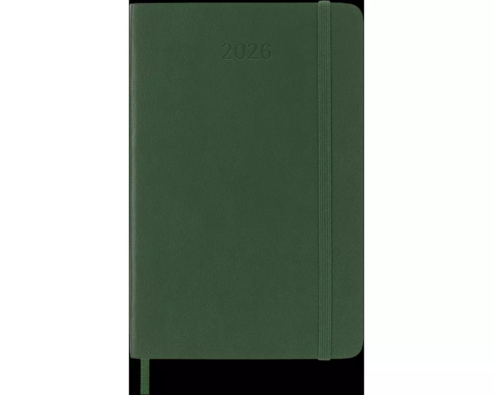 Moleskine 12 Monate Wochen Notizkalender 2026, Pocket/A6, 1 Wo = 1 Seite, rechts linierte Seite, Weicher Einband, Myrtengrün