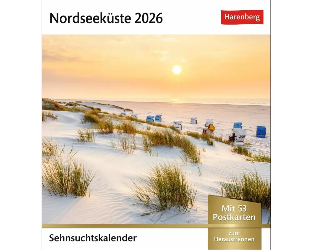 Nordseeküste Sehnsuchtskalender 2026 - Wochenkalender mit 53 Postkarten