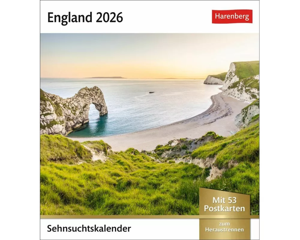 England Sehnsuchtskalender 2026 - Wochenkalender mit 53 Postkarten