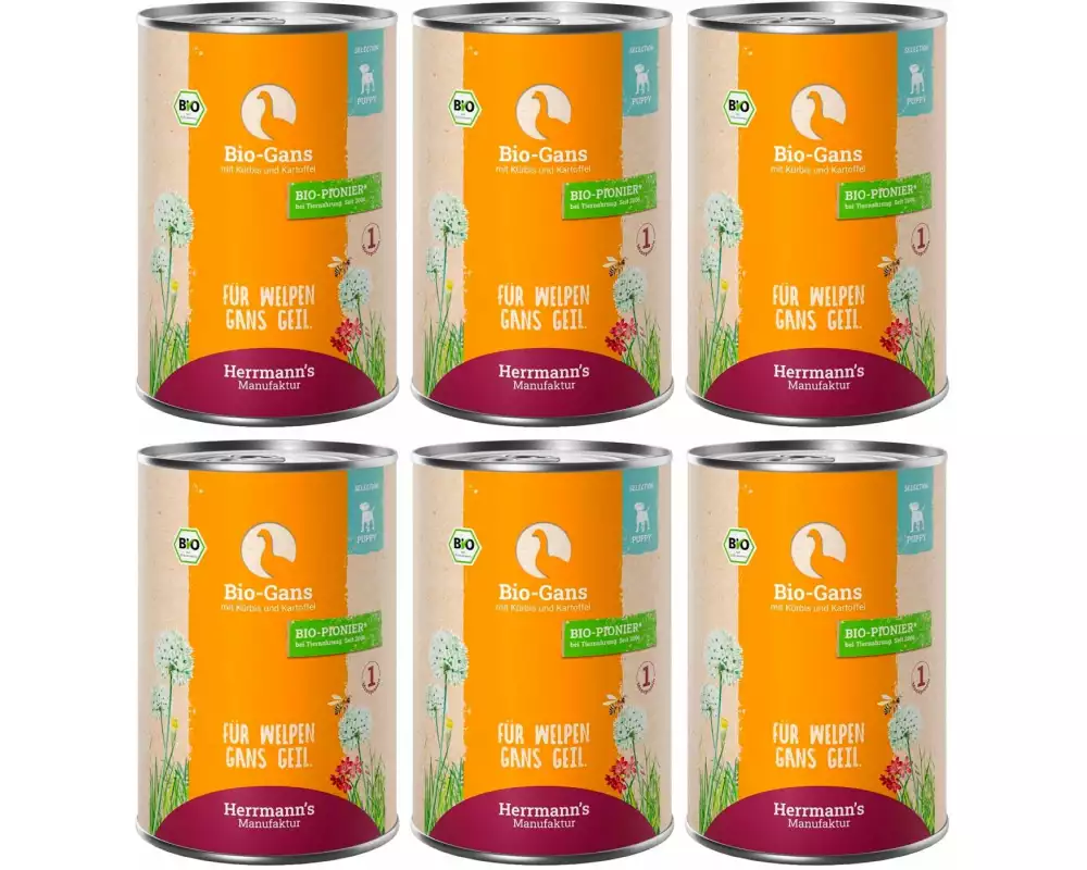 Herrmann's Nassfutter Bio Gans mit Kürbis und Kartoffel 6 x 400 g