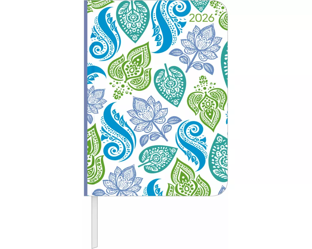 Alpha Edition - Daily Journal Paisley 2026 – Taschenkalender 11×15 cm mit 352 Seiten & Tagesansicht, 4-sprachigem Kalendarium, edler Leuchtturm-Planer