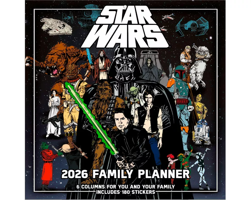 Pyramid - STAR WARS 2026 – Familienplaner 30×30 cm (aufgeklappt 30×60 cm) mit 12 Motiven, Wandkalender für Familien & Star-Wars-Fans