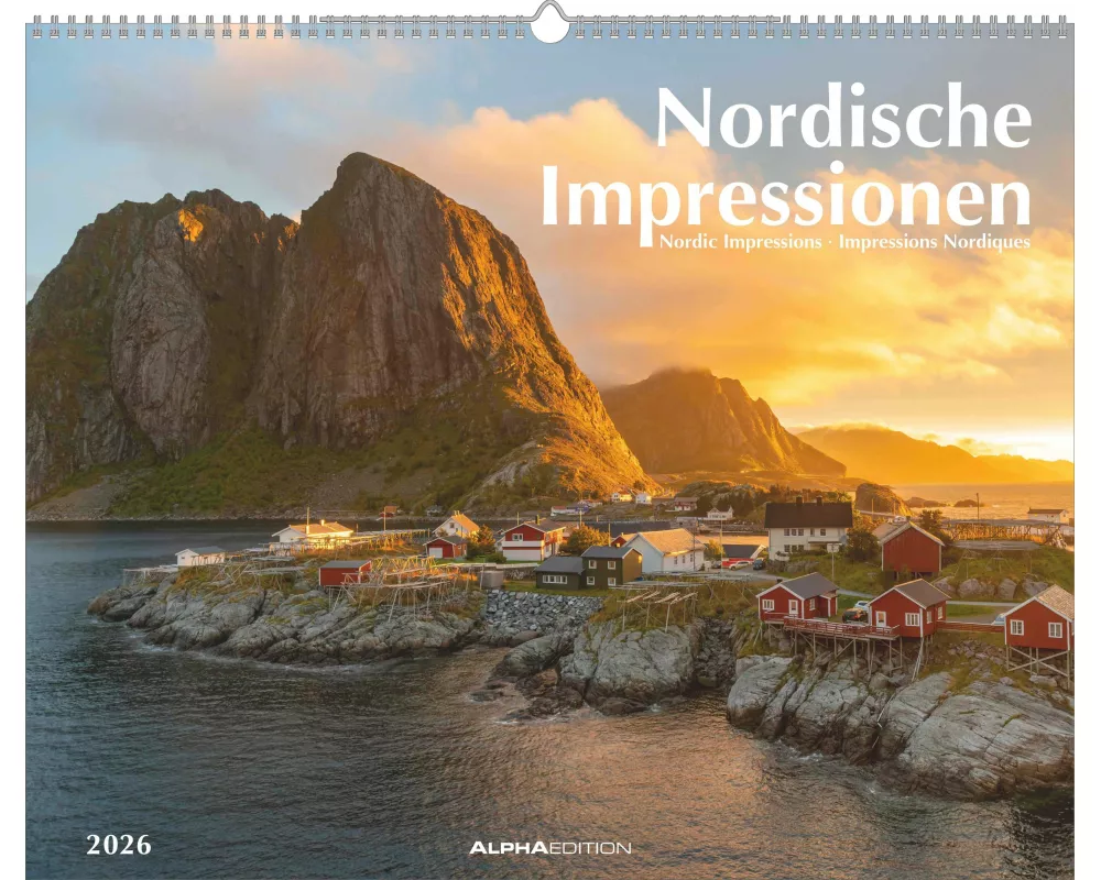 Alpha Edition - Nordische Impressionen 2026 – Wandkalender 52×42,5 cm mit 12 stimmungsvollen Landschaftsaufnahmen aus Skandinavien, dekorativer Monats