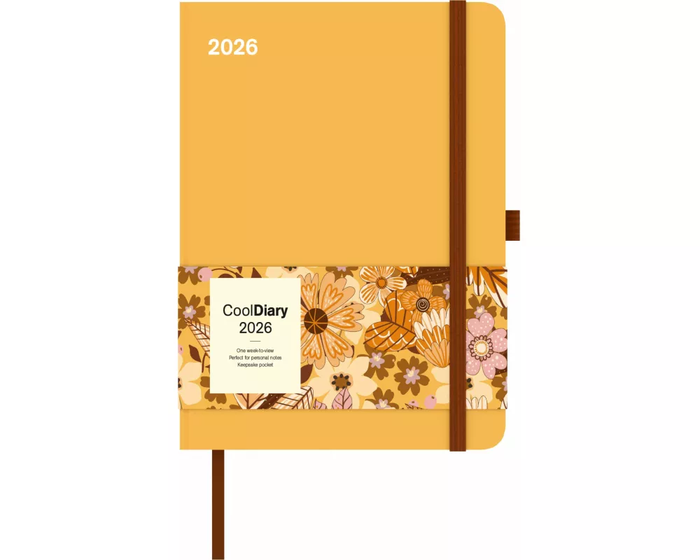 N Neumann - Ray Flower Kalender 2026 – Buchkalender 16×22 cm mit Wochenübersicht, elastischem Verschlussband, Stifthalter & Tasche, eleganter Taschenk