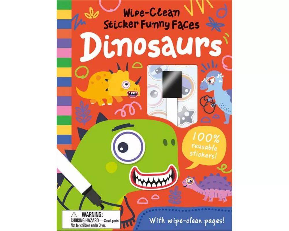Wipe-Clean Sticker Funny Faces Dinosaurs