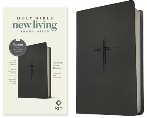 NLT Premium Value Thinline Bible, Filament Enabled (Leatherlike, Trinity Cross Black)