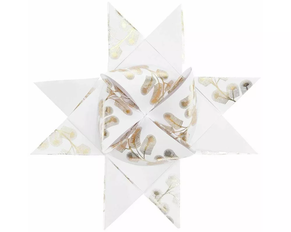 Fröbelsterne Zweige, weiß/gold FSC MIX