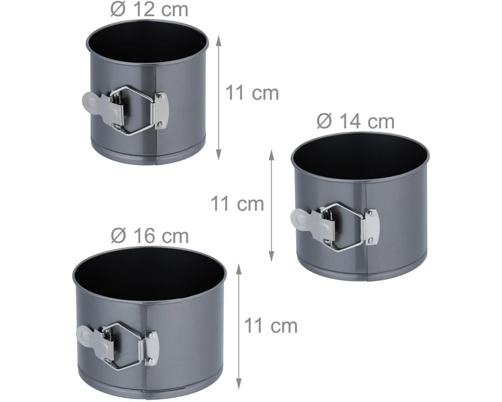 relaxdays Springform Set 5-teilig, Carbonstahl, Anthrazit