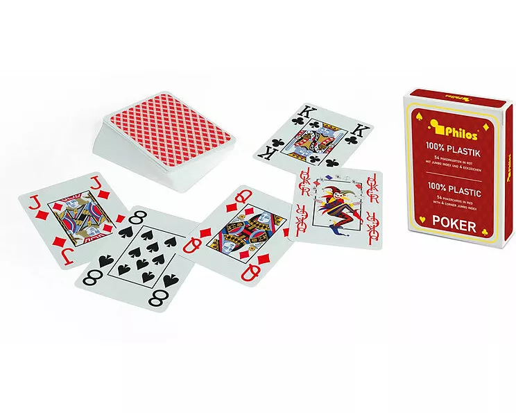 Pokerkarten - rot - Plastik