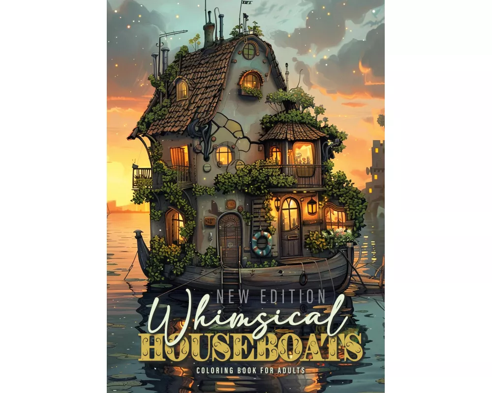 Whimsical Houseboats Coloring Book for Adults New Edition