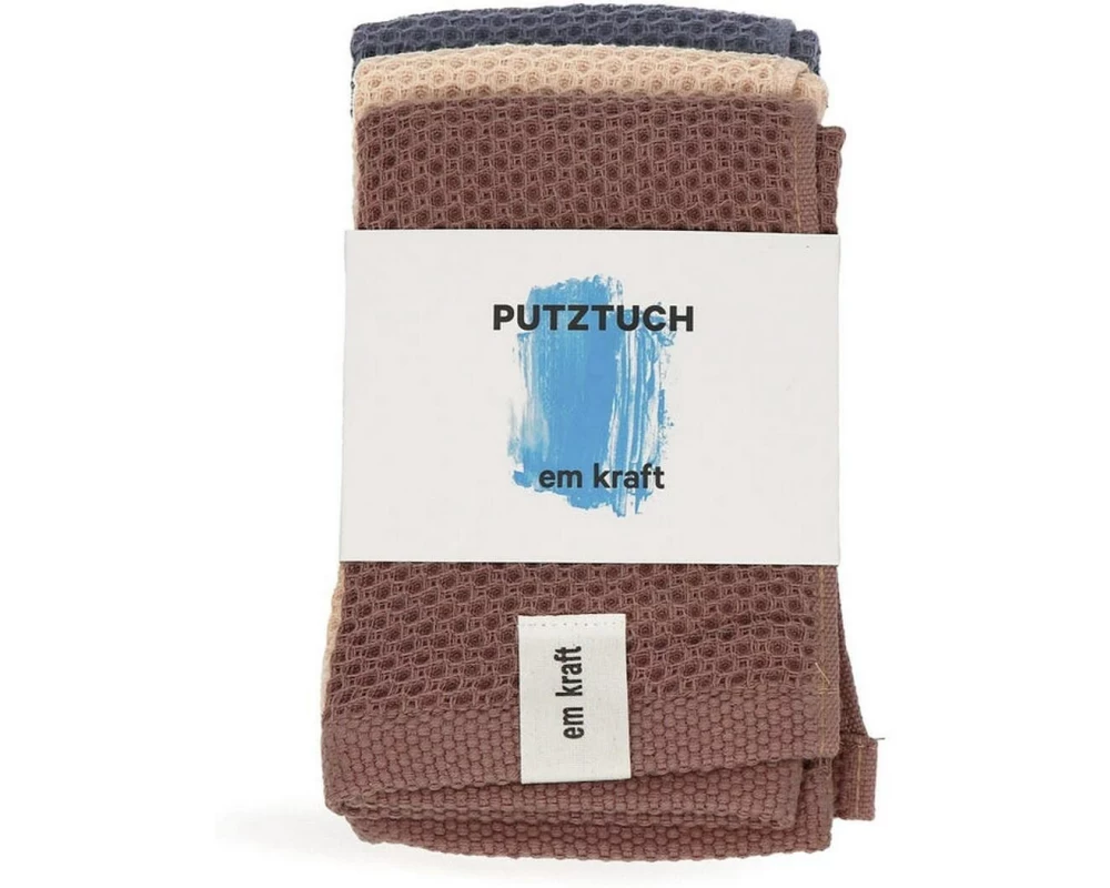 EmKraft Putztuchset Baumwolle 3 Stück, Braun/Beige