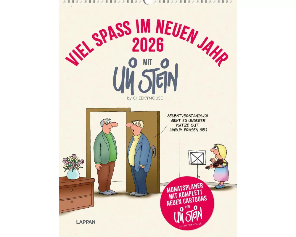 Viel Spaß im neuen Jahr 2026 mit Uli Stein by CheekYmouse: Monatsplaner mit komplett neuen Cartoons