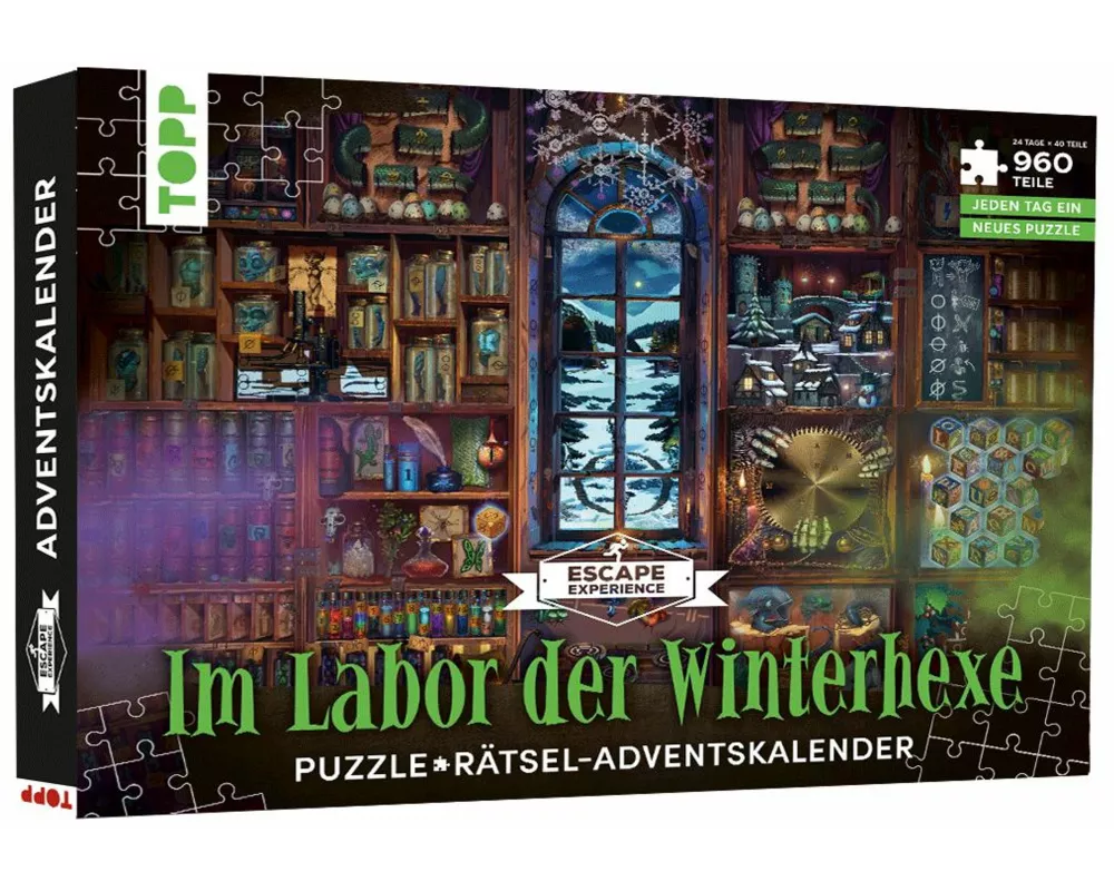 Puzzle-Rätsel-Adventskalender: Im Labor der Winterhexe – 24 Puzzles mit insgesamt 960 Teilen