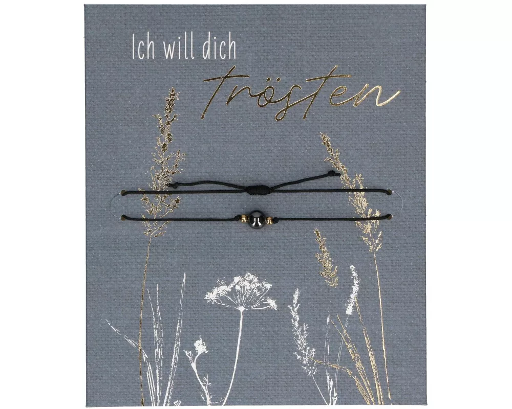 Butzon & Bercker Textil-Armband mit Hämatit-Edelsteinperle – mit stufenlosem Schiebeverschluss für individuelle Größenverstellung, liebevolles Trost-G