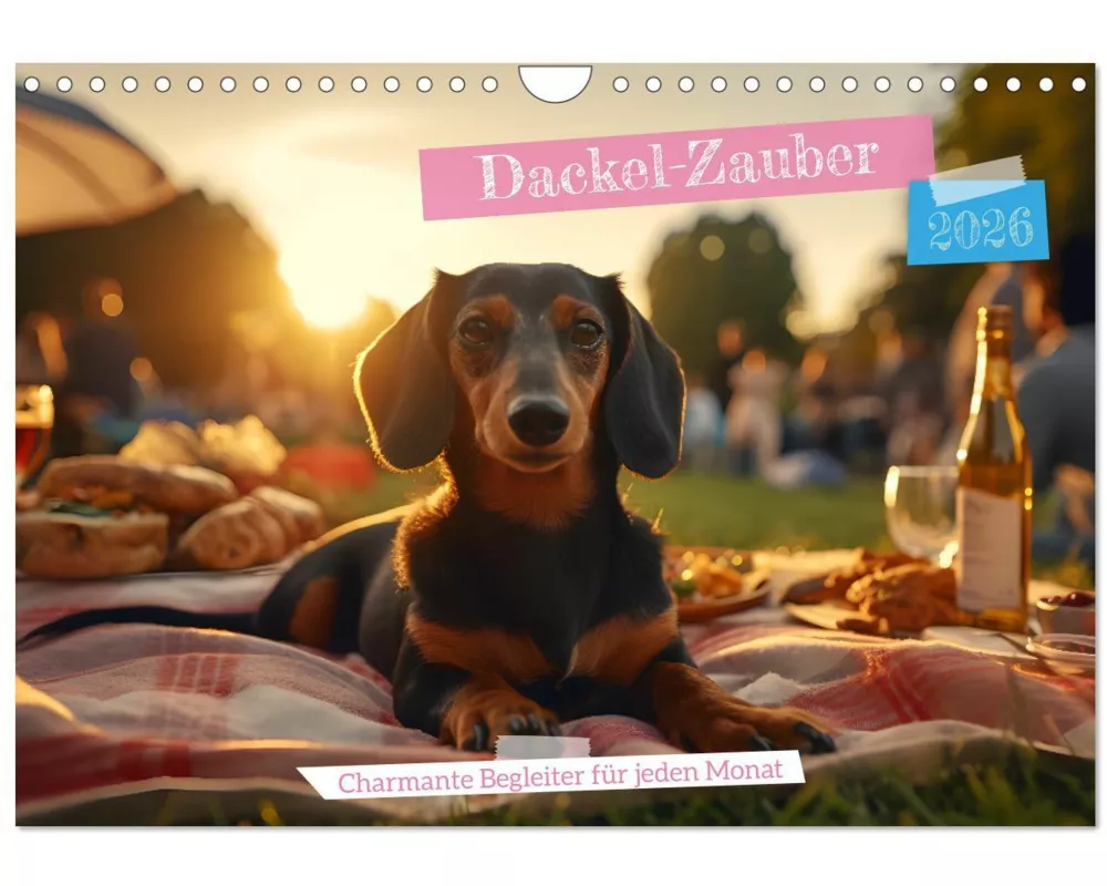 Dackel Zauber - Charmante Begleiter für jeden Monat (Wandkalender 2026 DIN A4 quer), CALVENDO Monatskalender