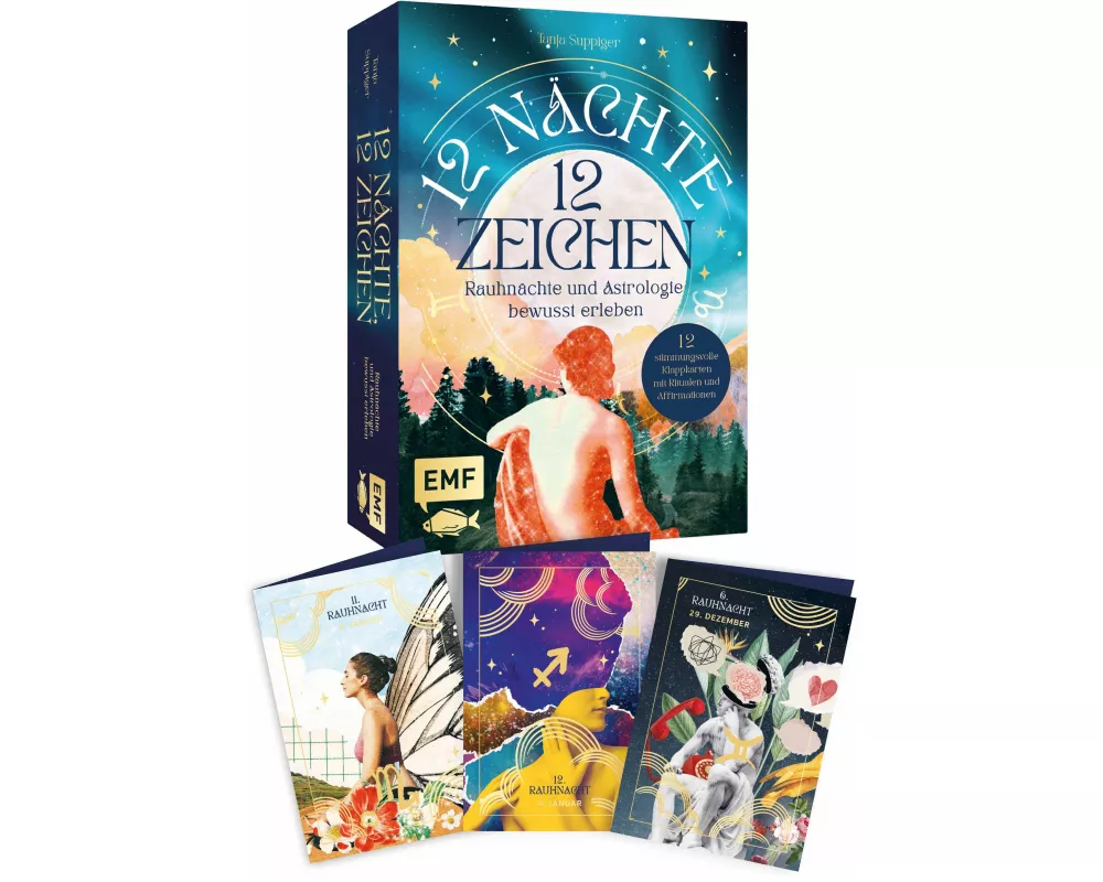 Kartenset: 12 Nächte, 12 Zeichen | Rauhnächte und Astrologie bewusst erleben – mit Ritualen, Affirmationen und Videomeditationen