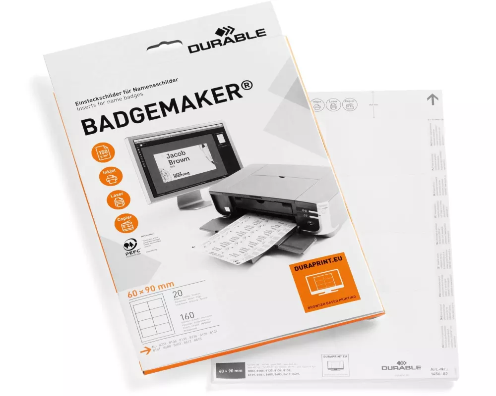 DURABLE Namensetiketten 60 x 90 mm, 20 Blatt