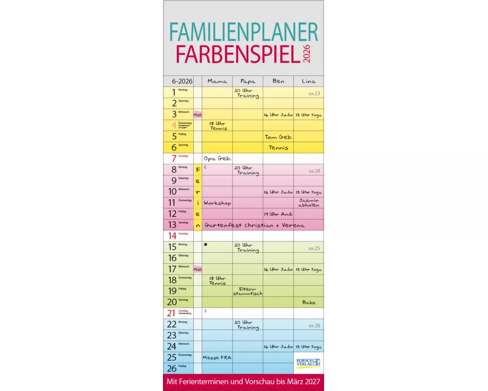 Familienplaner Farbenspiel 2026