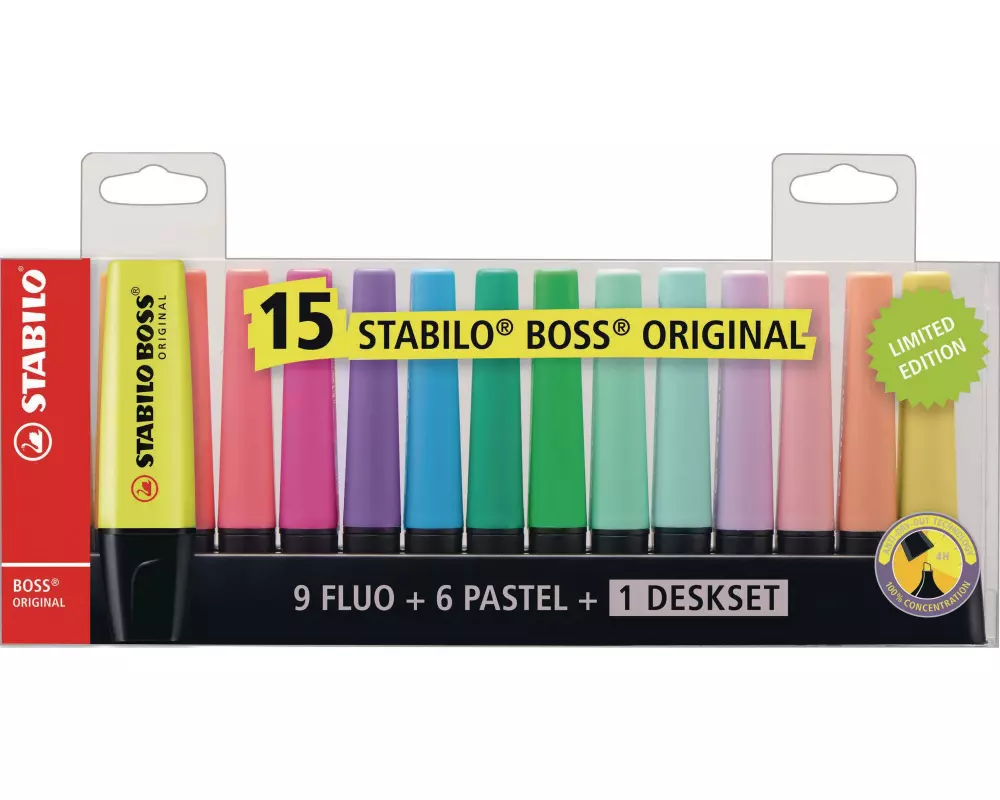 STABILO Textmarker Boss 15er Etui Mehrfarbig