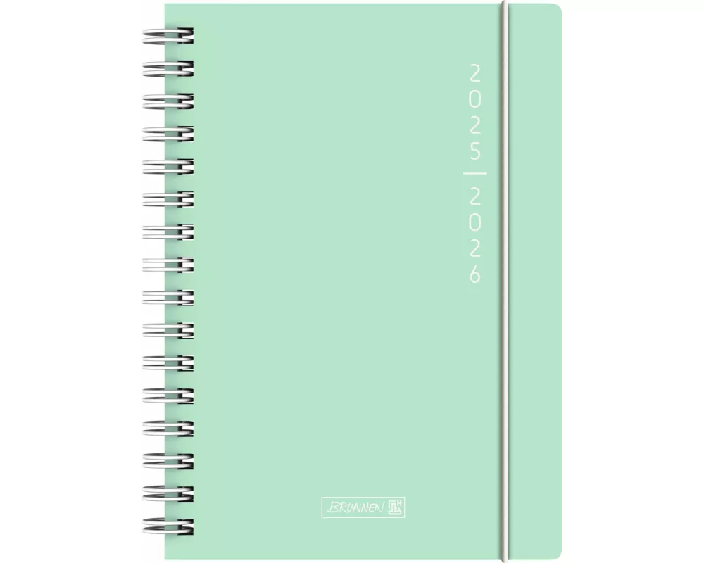 BRUNNEN Schülerkalender (2025/2026) "Plain Mint", 1 Seite = 1 Tag, A5, 352 Seiten, PP-Umschlag, mint