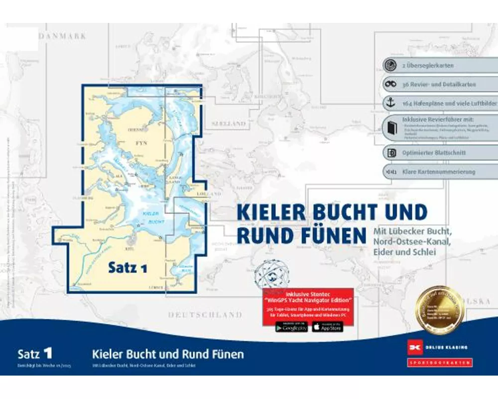 Sportbootkarten Satz 1: Kieler Bucht und Rund Fünen (Ausgabe 2025)