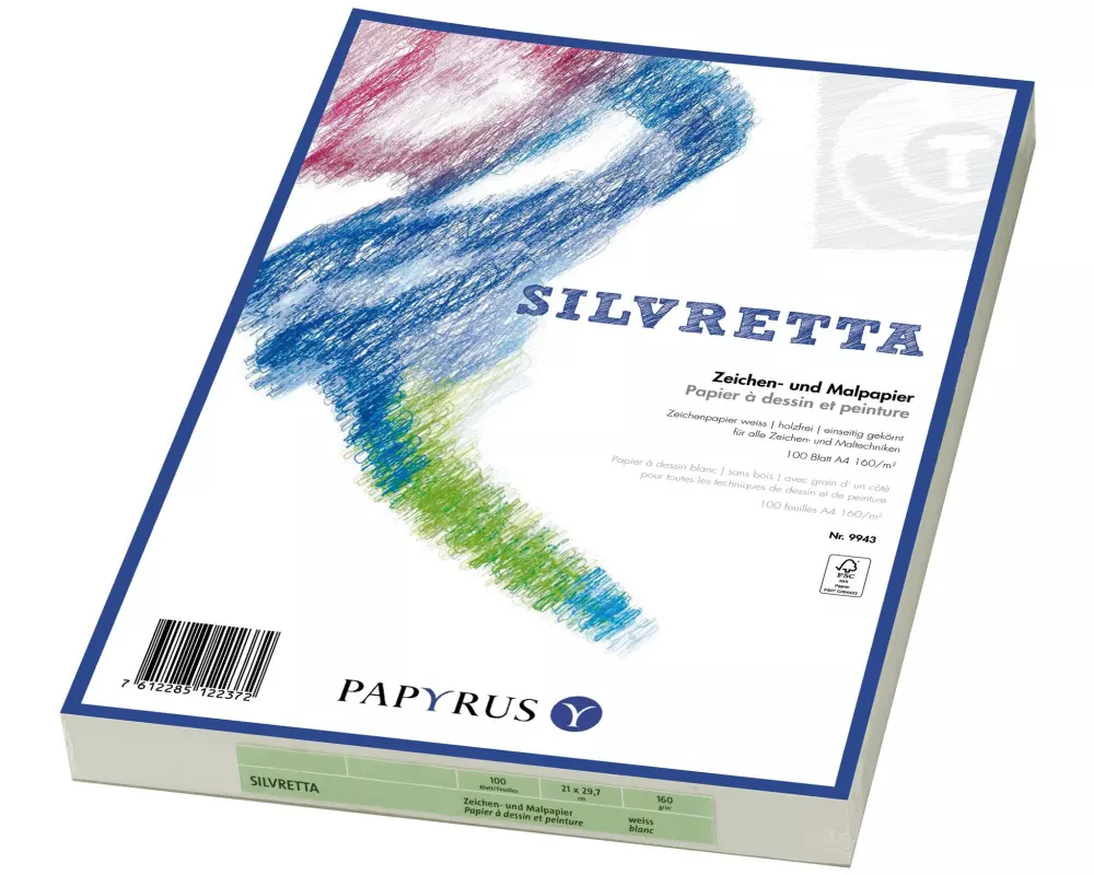Papyrus Zeichenpapier Silvretta A3, 160 gm², 100 Blatt