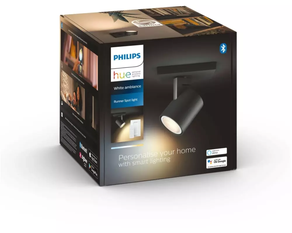 Philips Hue Aufbauspot White Ambiance, Runner, 1 x GU10, Schwarz
