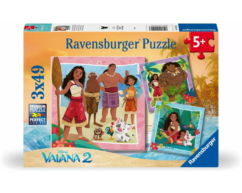 Kinderpuzzle 3x49 Teile - Disney Vaiana 2 - Auf, zu neuen Abenteuern