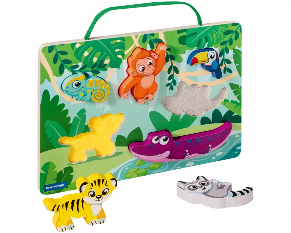 Play+ Magnetisches Holz-Fühl-Puzzle: Dschungel - ab 12 Monate