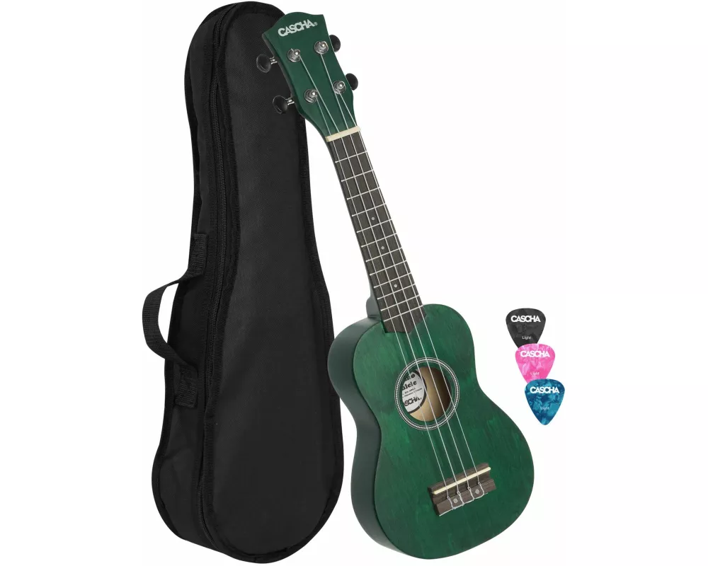 Soprano Ukulele Linden Green (incl. Bag unpadded, 3 Picks)