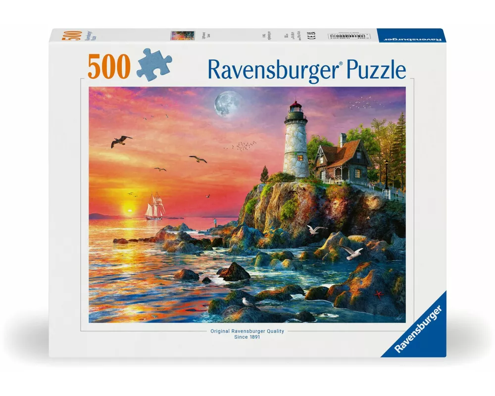 Erwachsenenpuzzle 500 Teile - Leuchtturm am Abend
