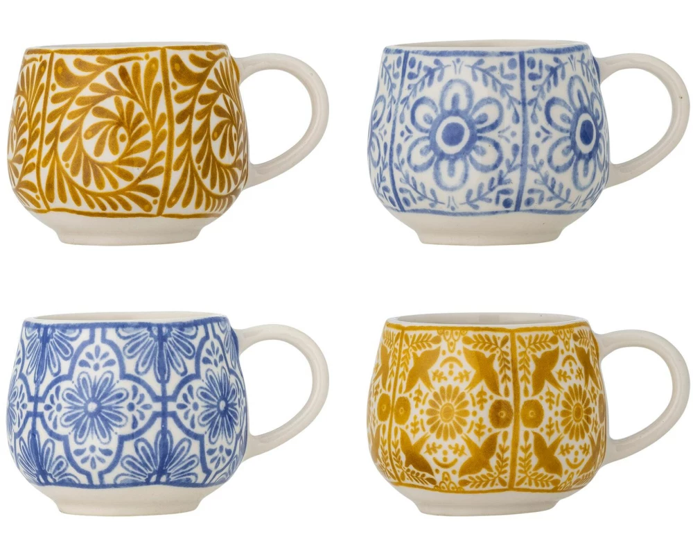 Bloomingville Espressotasse Milton 155 ml, 4 Stück, Blau/Gelb