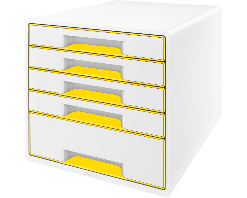 LEITZ Schubladenbox WOW Cube A4 5214-20-16 weiss/gelb 5 Schubladen