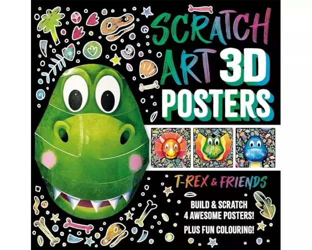 Scratch Art 3D Posters: T-Rex & Friends