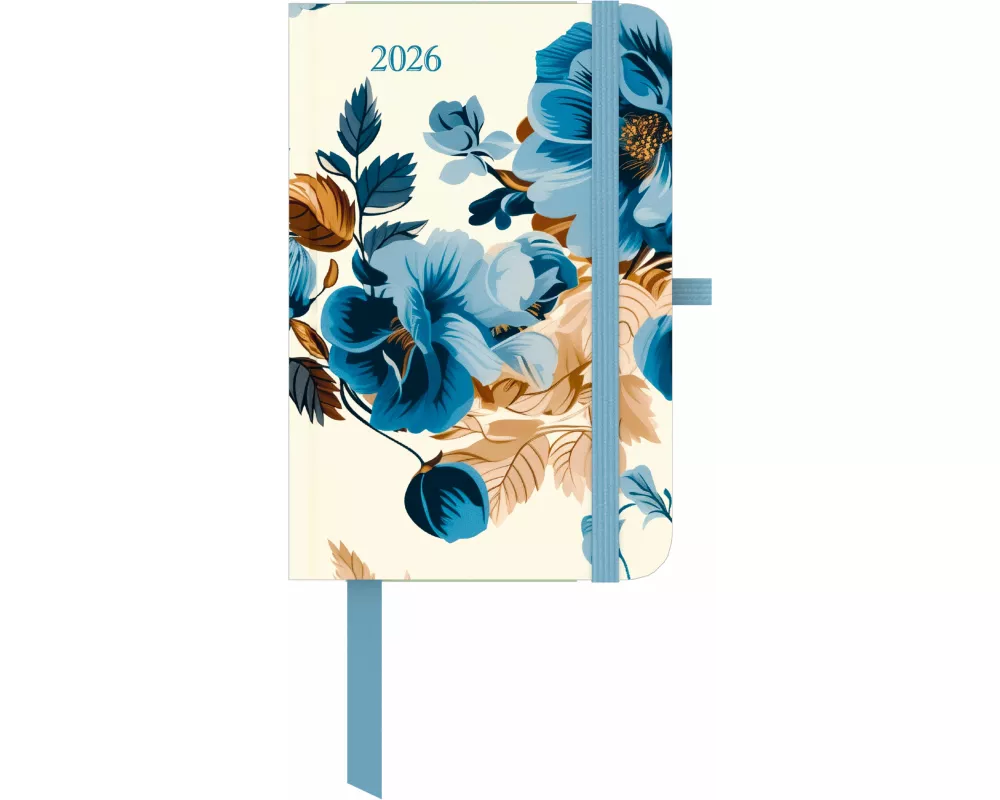GreenLine - Floral 2026 – Buchkalender 10x15 cm, Taschenkalender mit Blumen-Design, 4-sprachigem Kalendarium, Elastikband & nachhaltiger Ausstattung f