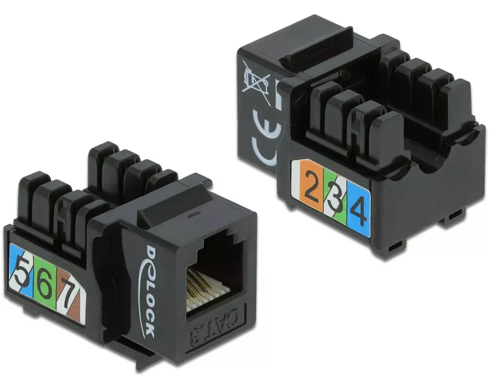 Delock Keystone-Modul RJ-12 LSA Cat.3 UTP Buchse, schwarz